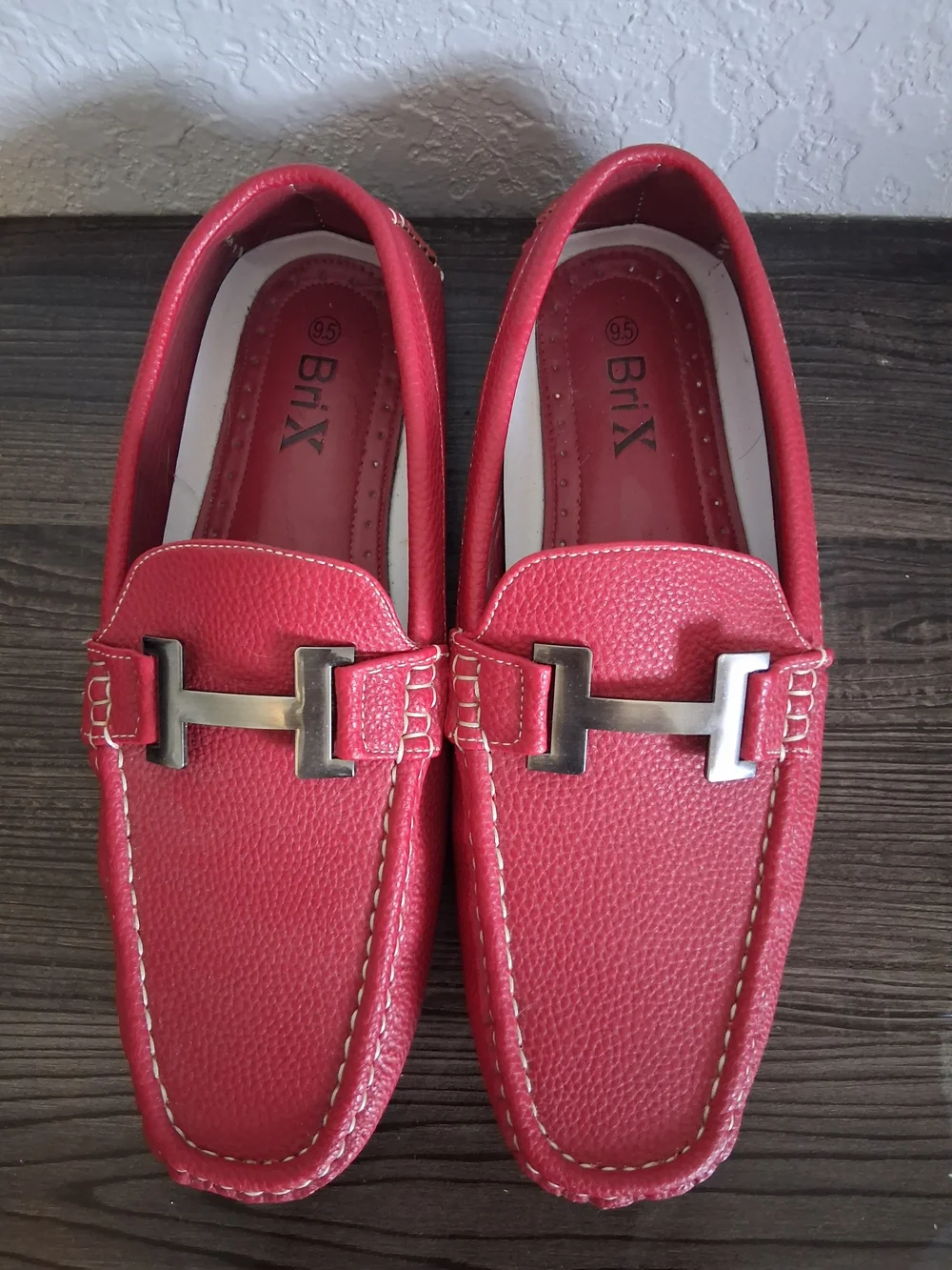 Men's Red Leather Driving Loafers